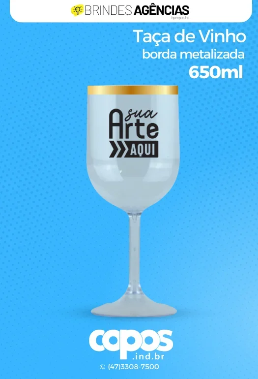 Taça de Vinho Borda Metalizada Taça de Vinho Borda Metalizada